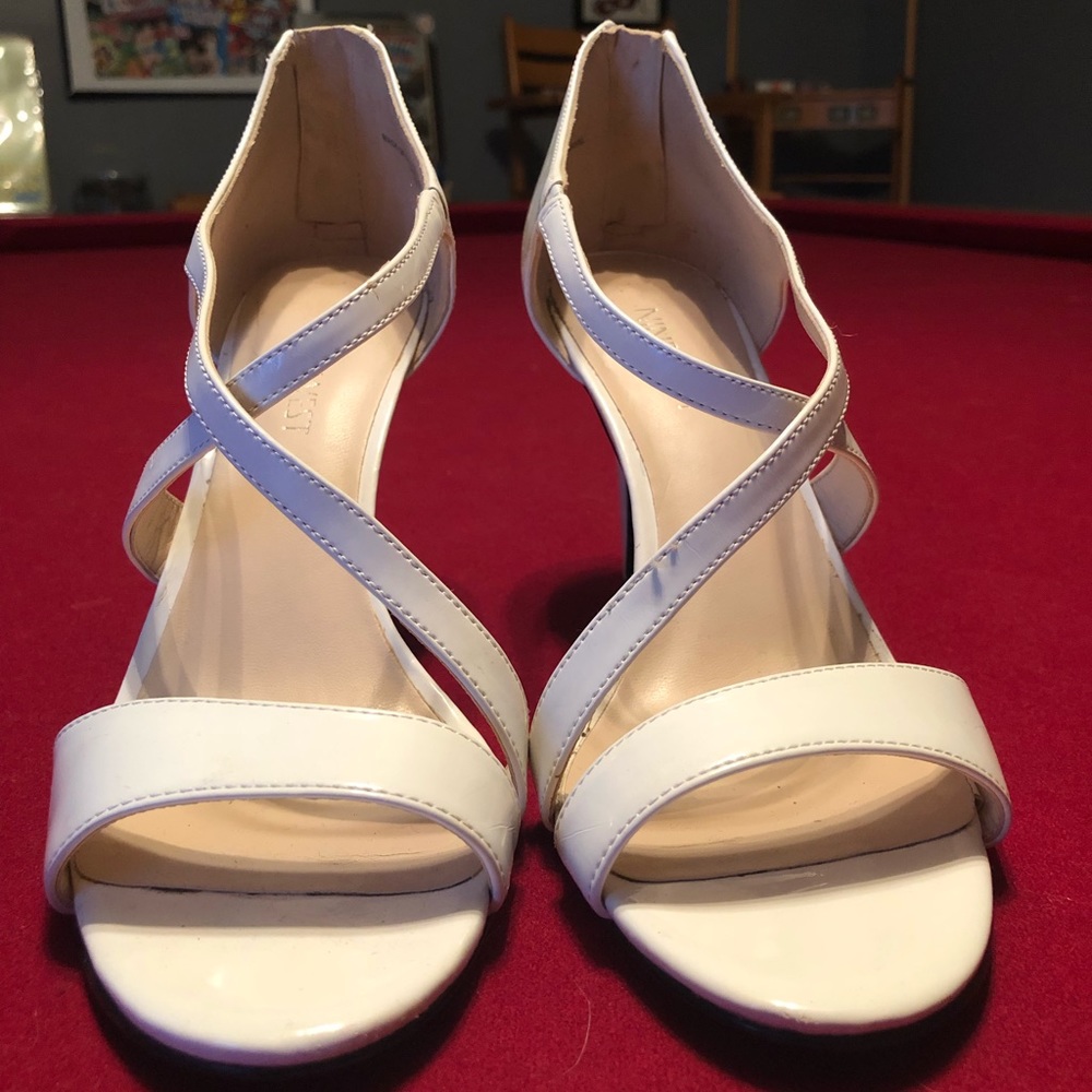 White patent leather Nine West heels